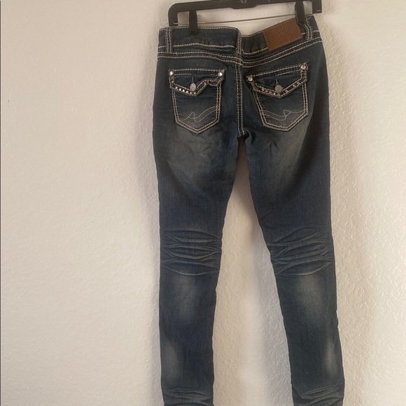 Almost Famous Blue Skinny Jeans with Distressed Details - Picture 2 of 10